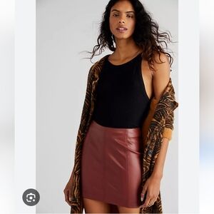 Free people camel colored leather mini skirt